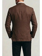 cheap Men's Classic Blazers-Men Lightweight Jacket Linen Blazer Business Work Formal Lightweight Classic Summer Spring Cotton POLY Solid Color Multiple Pockets Single Breasted Two-button Blazer Navy Blue Dark Green Chocolate