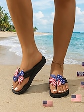 abordables Chaussures pour femmes-Femmes Occasionnel Quotidien Plage Nœud Talon plat Bout ouvert Occasionnel Tissu A enfiler Rouge Beige Rouge + Bleu