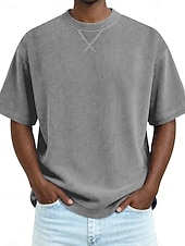 abordables Camisetas de pana-Hombre Camiseta Camisa de Pana Camiseta superior Manga Corta Cuello Barco Verano Primavera Todas las Temporadas Color sólido A Rayas Tira de pozo Básico Retro Antiguo Casual Suave Pana Vacaciones