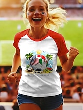  World Soccer Match 2026 Women's T Shirt Print Graphic Letter Stylish Classic Casual Short Sleeve Crew Neck Regular Tops Daily Blue Red Green Summer Spring