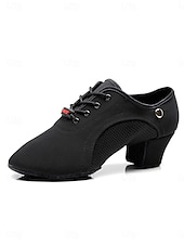 economico Sneakers da danza-scarpe da ballo professionali nere da donna - tacco basso, stringate, per sala da ballo, latino, salsa e tango &amp;calzature performanti