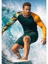 cheap Men's Rash Guard-Men's Standard Rash Guard Swim Shirt Geometric Abstract Camo / Camouflage UPF50+ UV Protection Quick Dry Long Sleeve Swimwear Sun Shirt Surfing Canoeing Beach Summer