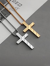 economico Accessori-Collana da uomo con ciondolo a croce in acciaio inossidabile, gioielli religiosi multicolore, catena cristiana minimalista per il 250° anniversario degli Stati Uniti, il giorno dell'indipendenza, abbigliamento casual, viaggi e vacanze.