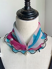 economico Accessori per le vacanze-sciarpa in chiffon di poliestere in stile bohémien da donna, stampe floreali multicolori, fascia versatile, perfetta per l'abbigliamento casual quotidiano e le vacanze al mare