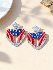 preiswerte Zubehör-Patriotische Acryl-Ohrhänger für Damen, mehrfarbiger Statement-Schmuck in Rot, Weiß und Blau für die Feierlichkeiten zum 250. Jahrestag der USA, den Unabhängigkeitstag und den Alltag.