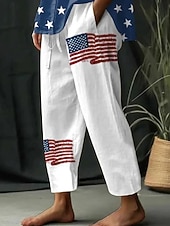  Damen Freizeithose Urlaub Basic Knöchellang Mittlere TaillePantsAmerikanischer Unabhängigkeitstag Amerikanische Flagge Komfort Unelastisch Täglich Weiß Sommer Frühling Lässiger Schnitt