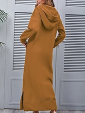 Χαμηλού Κόστους Φούτερ &amp; Φορέματα με κουκούλα-Γυναικεία Μίντι φόρεμα Φόρεμα με κουκούλα Μοντέρνα Καθημερινά Γραφείο Εξόδου Κανονικό Σκέτο Μακρυμάνικο Με Κουκούλα Μαύρο Κρασί Βυσσινί Πορτοκαλί Άνοιξη Φθινόπωρο Χειμώνας