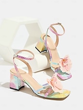 cheap Women-Women's Romantic Purple Floral High Heels - Elegant 3D Flower Strappy Sandals with Stiletto Heel for Luxury Cruise Vacations, Yacht Parties &amp; Summer Evening Galas