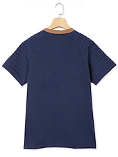 お買い得  カジュアルヘンリーTシャツ-男性用 ヘンリーシャツ Tシャツ 半袖 パッチワーク ファッション デザイナー カジュアル フリル ボタン ヘンリー カジュアル 日常 アウトドア 夏 春 オールシーズン ロイヤルブルー ヘンリーTシャツ