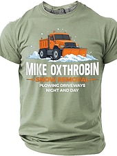  Men's MIKE OXTHROBIN Snow Removal Funny Adult Humor Naughty Pun Graphic T-Shirt Plowing Driveways Night and Day Gag Gift Casual Wear Designer Clothing Apparel S M L XL XXL XXXL