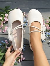 abordables Ballerines femme-Ballerines Mary Jane beiges à nœud, confortables pour femme, à largeur large, idéales au quotidien, au travail ou pour un mariage. &amp; occasionnel