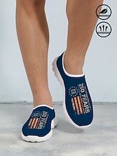  Ανδρικά μαύρα πατριωτικά slip-on αθλητικά παπούτσια – ελαφριά, αναπνεύσιμα παπούτσια για περπάτημα με τύπωμα αμερικανικής σημαίας και γραφιστικό σχεδιασμό 250 ετών για casual ρούχα, εορταστικές