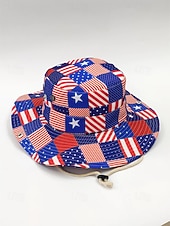Недорогие Аксессуары-Женская ковбойская шляпа-панама из полиэстера с принтом, 2 в 1, многофункциональная, с патриотическим дизайном в виде флага США, идеально подходит для празднования 250-летия США, Дня независимости и повседневной носки.