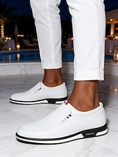 billiga Män-Vita slip-on loafers för män, lätta och andningsbara, eleganta och vardagliga klänningsskor för resortkvällar, yachtfester, kryssningsmiddagar, sommarsemestrar och kustsemester.
