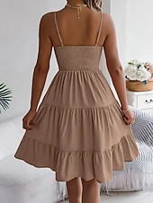 cheap Plain Dress-Women's Knee Length Dress Sundress Casual Dress Slip Dress Elegant Fashion Modern Outdoor Vacation Going out Regular Fit Plain Sleeveless Straps Black Yellow Pink Purple Summer Spring