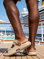 cheap Men-Men's Adjustable Double Strap Sandals, Cushioned and Lightweight, Perfect Island &amp; Cruise Footwear for Beach, Resort and Daily Vacation Wear