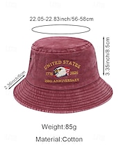  Мужская хлопковая панама с вышитым орлом, разноцветная патриотическая шляпа в честь 250-летия независимости США, для повседневной носки, путешествий, отдыха и фестивалей на открытом воздухе.