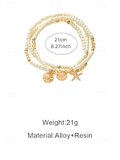 cheap Vacation Accessories-Women's Boho Elastic Beaded Anklet Set, Alloy Beads, Stretchable, Multi-Color, Trendy Summer Foot Jewelry, Perfect for Vacation, Travel and Daily Casual Wear