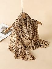 baratos Acessórios de férias-Lenço feminino de chiffon leve estilo boêmio, estampa de leopardo, várias cores, ideal para uso diário, férias e viagens.