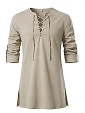 economico Cime-Medievale Rinascimento Camicia Tunica Lunghe Pirata Vichingo Costume Per uomo Vichingo Costumi da pirata Halloween Carnevale Performance LARP Fiera Rinascimentale Adulti Camicia