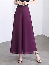 economico gamba larga e vita alta-Per donna Gamba larga Chinos Elegante Moda Streetwear Lunghezza al polpaccio Vita Alta Semplice Comodo Comodità Morbido Micro-elastico All'aperto Vacanza Streetwear Verde mela Vinaccia blu navy Nero