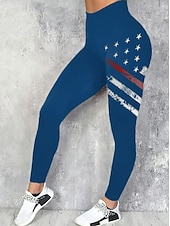 Női Nadrágok Leggingek Szabadság Utcai sikk Alap Teljes hossz Magas derékPantsAmerikai függetlenség napja Grafika Amerikai zászló Rugalmas derék Nyomtatott Lélegzési képesség Kényelmes Nagy