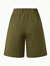cheap Bermuda Shorts-Women's Bermuda shorts Shorts Summer Shorts Burmuda Shorts Vacation Fashion Casual Daily Knee Length Mid Waist Solid Color Plain Drawstring Elastic Waist Comfort Quick Dry Soft Inelastic Streetwear