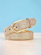 economico Accessori per le vacanze-cintura da donna in similpelle, colori oro e argento, regolabile, accessorio elegante per abbigliamento casual quotidiano, viaggi e vacanze