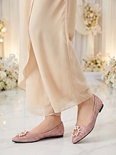 abordables Mère de la Mariée/Marié-Ballerines dorées à paillettes ornées de perles, élégantes chaussures pour la mère de la mariée lors d'un mariage en ville, ballerines confortables à bout pointu pour une occasion formelle.