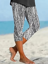 economico -Per donna Chinos Leggings Vacanza Streetwear Casual Capri Vita Alta Floreale Grafico Stampa Comodità Morbido Confortevole Elasticizzato Casuale Quotidiano All'aperto Nero Estate Primavera Autunno
