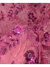 economico Abiti da Sera a Linea A-Linea ad A Lunghezza al pavimento Abito da Sera Elegante Scintillante Brillanti Manica Corta Collo Alto Festa serale Matrimonio Tasca Raso Tulle con Pieghe Perline ricamate