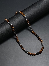 levne Dovolená příslušenství-Pánský náhrdelník s přírodními kameny v bohémském stylu, vícebarevný, ideální pro každodenní nošení i dovolenou u moře