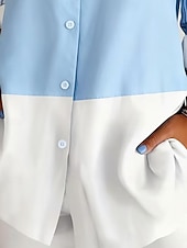 voordelige Strepen- en Geometrische Blouses-Dames Overhemd Knop Afdrukken Grafisch Gestreept Elegant Stijlvol Casual Lange mouw Overhemdkraag Normale tops Dagelijks Streetwear Werk blauw Zomer Lente Herfst