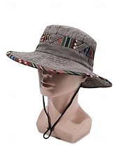 Χαμηλού Κόστους Αξεσουάρ διακοπών-Ανδρικό καπέλο bucket από μείγμα βαμβακιού σε μποέμ στιλ με έθνικ σχέδια, πολύχρωμο σχέδιο – ιδανικό για καθημερινή χρήση και ταξίδια διακοπών