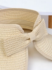 abordables Accesorios de vacaciones-Sombrero de paja con ala ancha para mujer, plegable, abierto en la parte superior, varios colores, ligero, ideal para playa, viajes, uso casual, vacaciones y actividades al aire libre.