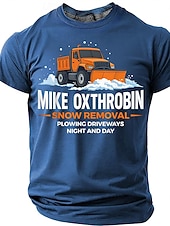 Men's MIKE OXTHROBIN Snow Removal Funny Adult Humor Naughty Pun Graphic T-Shirt Plowing Driveways Night and Day Gag Gift Casual Wear Designer Clothing Apparel S M L XL XXL XXXL