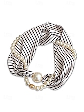 preiswerte Urlaubszubehör-Magnetische Schal-Halskette aus Polyester und Kunstperlen für Damen, modisches, mehrfarbiges Design, geeignet für Alltag, Reisen und Urlaub