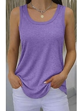 ieftine Rezervor simplu-Pentru femei Mărime Plus Tricou Bluză Culoare solidă Elegant Epocă Stilat Fără manșon În U Topuri lungi Zilnic Sport Ieșire Negru Alb Bleumarin Mov Trifoi Vară Primăvară