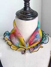 economico Accessori per le vacanze-sciarpa in chiffon di poliestere in stile bohémien da donna, stampe floreali multicolori, fascia versatile, perfetta per l'abbigliamento casual quotidiano e le vacanze al mare