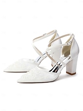 Недорогие Невеста-Женские свадебные туфли-лодочки цвета шампанского — элегантные свадебные туфли с вышивкой и массивным каблуком для свадеб в саду.