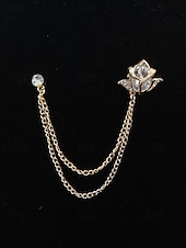 economico Matrimonio ACC-Spilla da bavero da uomo in lega con rosa e catena, accessorio per abiti da sposa e da festa, vari colori, elegante spilla floreale per occasioni formali