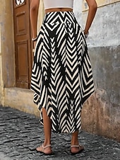 economico Gonne da Vacanza-Per donna Gonna da vacanza Elegante Bohemien Vintage Moda Midi Vita media Gonne Grafico Geometrico Coulisse Elastico in vita Orlo irregolare Micro-elastico Quotidiano Streetwear Nero Blu Estate