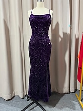 abordables Vestidos de lentejuelas-Mujer Vestido maxi Vestido de Lentejuelas Vestido de Fiesta Vestido Cóctel Vestido lencero Elegante Moda Moderno Fiesta de Noche Fiesta Boda Ajuste regular Plano Sin Mangas Correa de espagueti