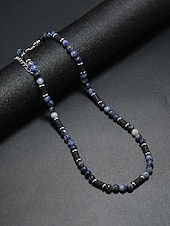 levne Dovolená příslušenství-Pánský náhrdelník s přírodními kameny v bohémském stylu, vícebarevný, ideální pro každodenní nošení i dovolenou u moře