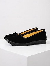 billige Flate sko til kvinner-Komfortable svarte slip-on flats for kvinner – myke flats med fleksibel såle for hverdagsbruk, turgåing og uformelle utflukter