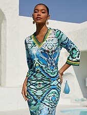 Недорогие Платья в богемном стиле-облегающее трикотажное платье «Страна чудес»