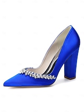 cheap Bride-Women's Nude Chunky Heeled Wedding Shoes with Crystal Detail - Elegant Bridal Heels for Garden Weddings