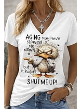  γυναικείο μπλουζάκι αστείο χιούμορ αποσπάσματα γραφικό γράμμα κομψό κλασικό casual κοντομάνικο ντεκολτέ με V μακριά μπλουζάκια καθημερινά έξοδος Σαββατοκύριακο λευκό μωβ πορτοκαλί καλοκαίρι άνοιξη
