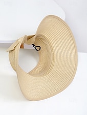 abordables Accesorios de vacaciones-Sombrero de paja con ala ancha para mujer, plegable, abierto en la parte superior, varios colores, ligero, ideal para playa, viajes, uso casual, vacaciones y actividades al aire libre.