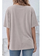  Women's Oversized T Shirt Tee 100% Cotton Solid Color Stylish Classic Casual Short Sleeve Crew Neck Round Neck Regular Tops Daily Going out Black White Navy Blue Dark Green Taupe Summer Spring